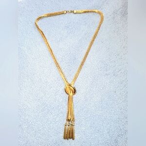 Vtg⚘️Love Knot Lariat Multi Chain and Tassel Necklace⚘️